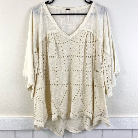 Free People Summer Lovin Knit Oversized Top — Cream (XS) - Picture 2 of 5
